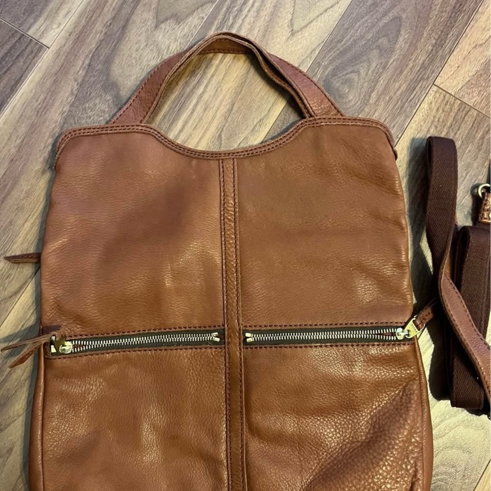 Brown Leather Shoulder Bag with Slouchy Design